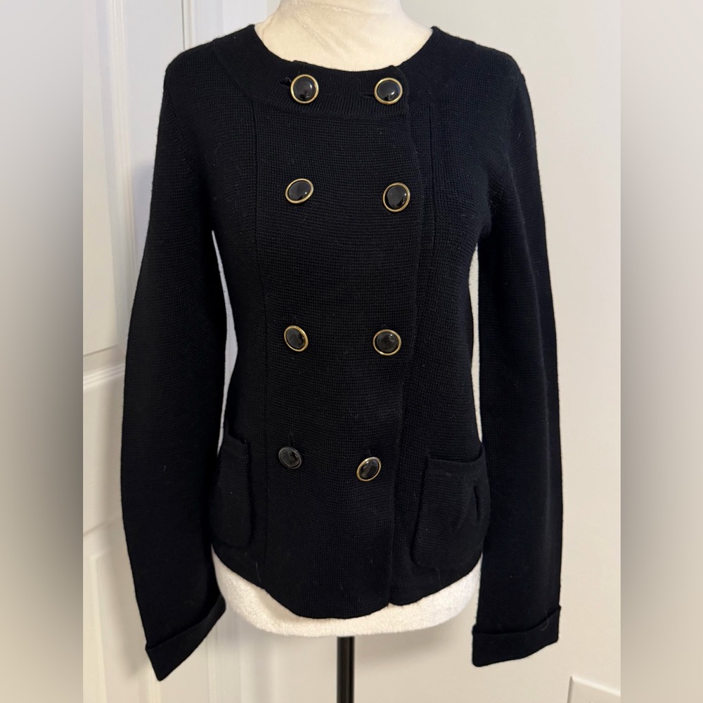H&M Black Double-Breasted Knit Jacket